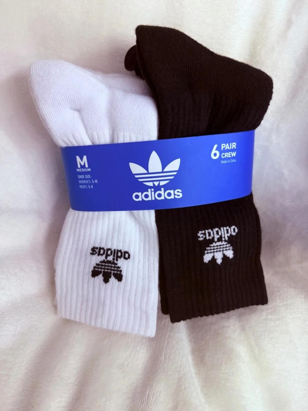 NWT Adidas 6-Pack Crew Socks — Black & White - Picture 1 of 5